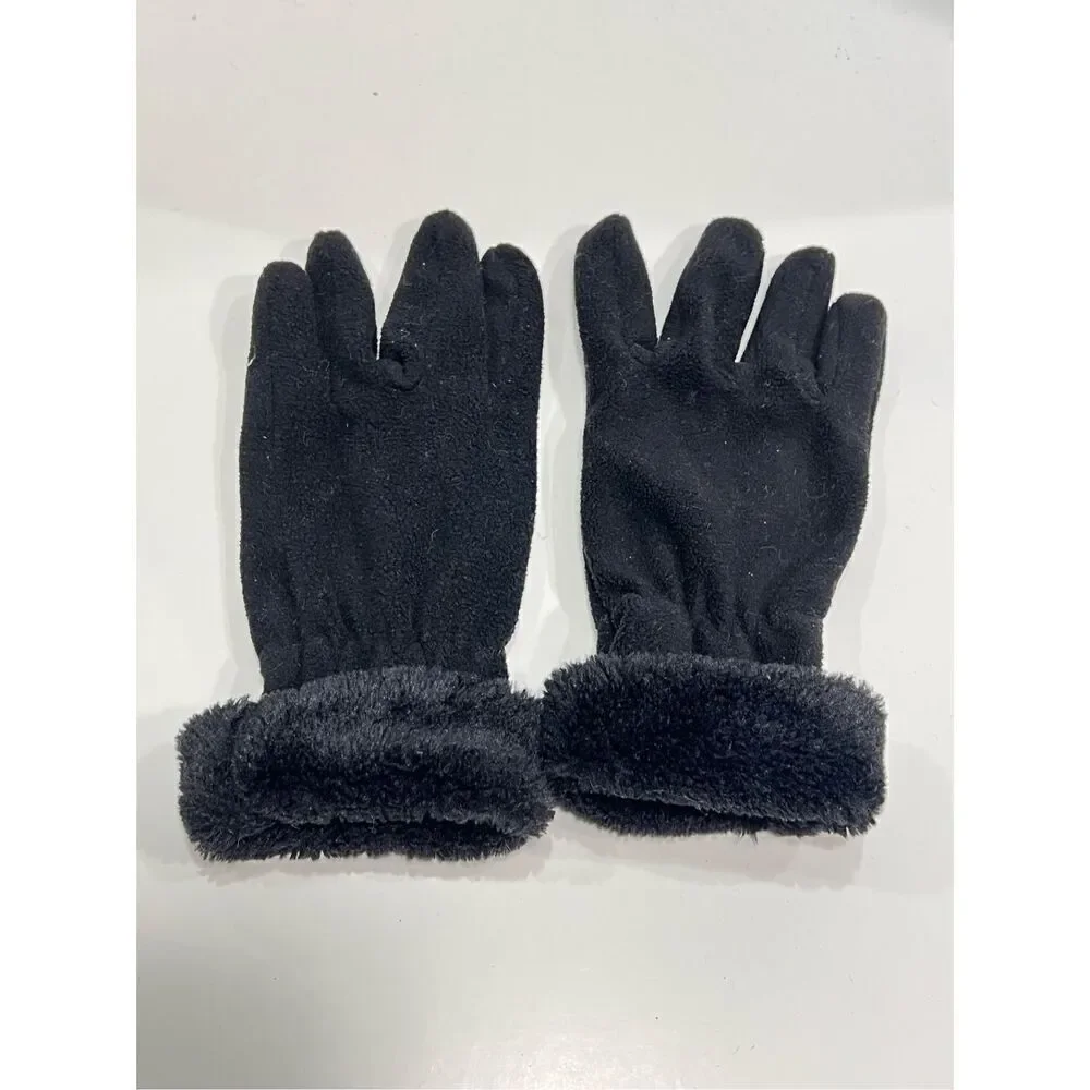 Gemo France Women’s Black Fleece Faux Fur Trim Gloves See Description